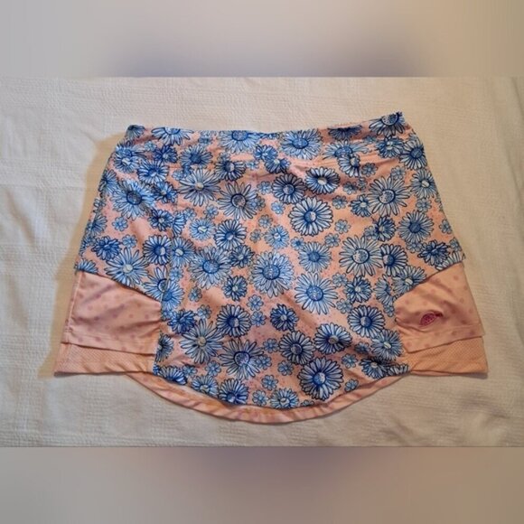 Turtles & Tees girls size XL or 14/16 skirt with modesty shorts, peach & blue - Picture 1 of 5
